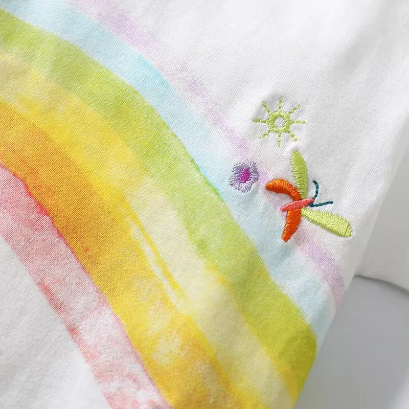 Wholesale Customization Cute rainbow Flower Printing  Girls Clothing Sets for Summer