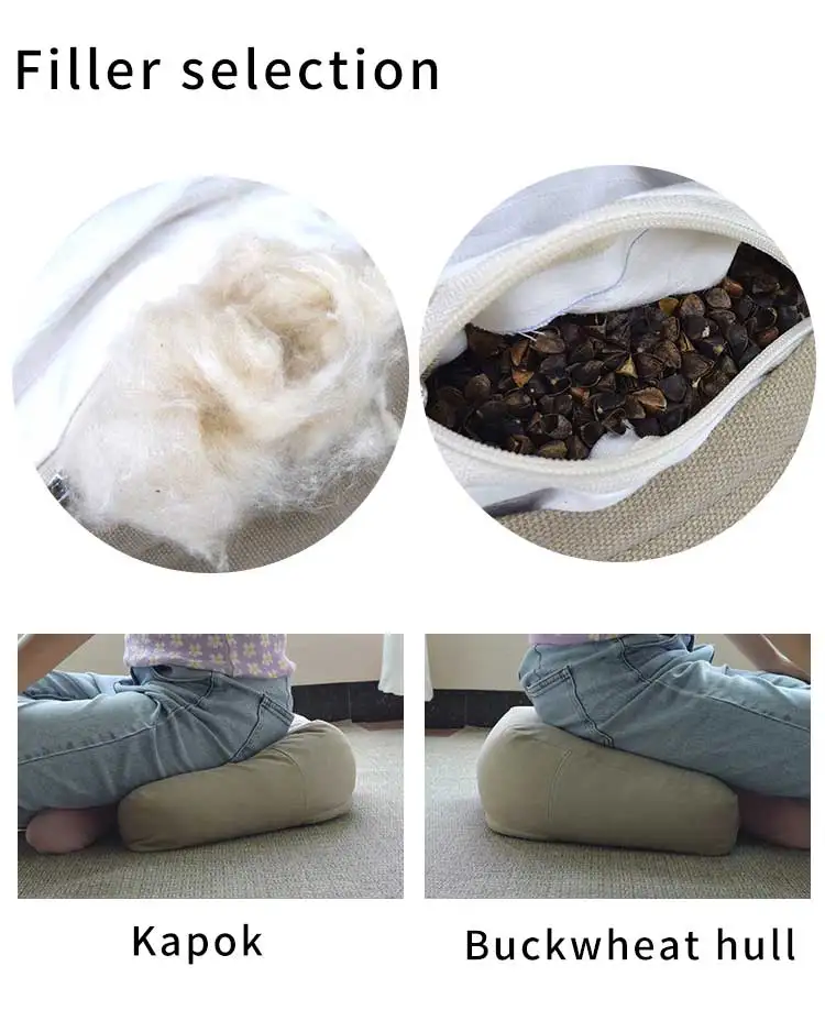 Eco - friendly Buckwheat Husk Relieve Pressure  Yellow Meditation Accessories Cushion  for Rising