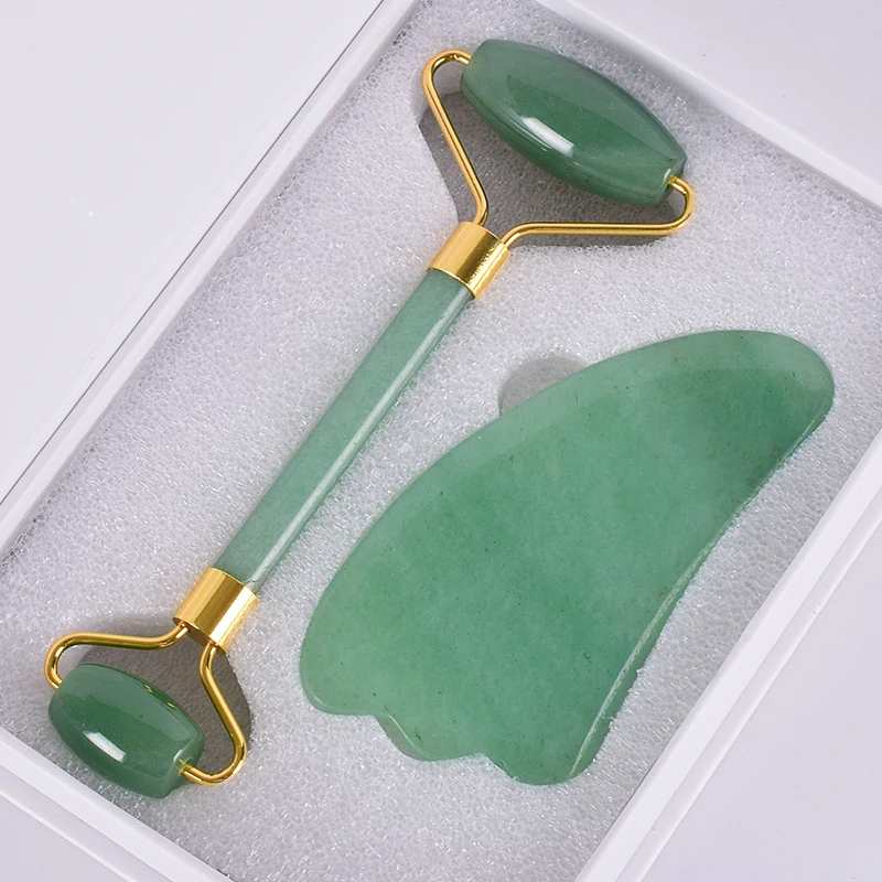 Natural Green Aventurine clear Jade Roller for Gua Sha