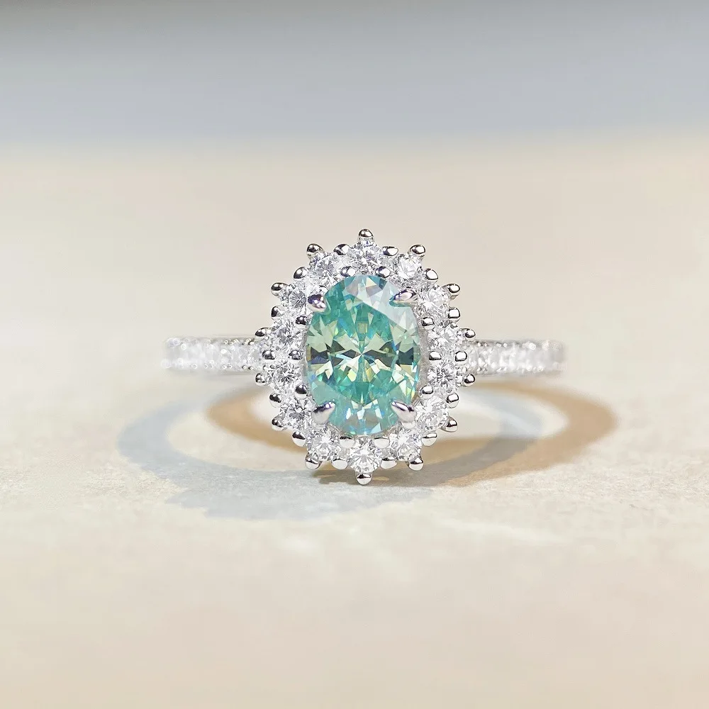 925 Sterling Silver Moissanite Engagement Ring For Women Anillo De Compromiso Paraiba Greendiamond Moissanite Rings