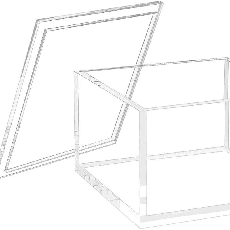 Thick clear acrylic box with magnet lid, acrylic square box for candy