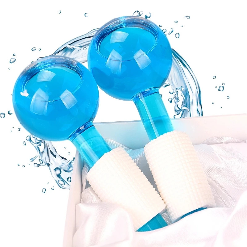 Facial ICE Globes Frozen Cryo Roller,Cold Facial Massage Skincare Cooling Glass Massager with Anti-Freeze Liquid