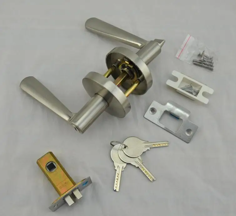 Modern round door handle lock privacy black door handle interior lock matte black bathroom zinc lever bronze lever lock