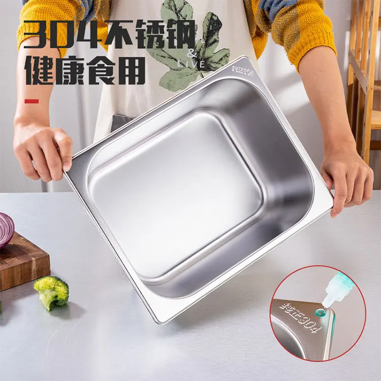 Stainless steel serving basin 304 buffet dining room grid rectangular punching clamshell flip score plate