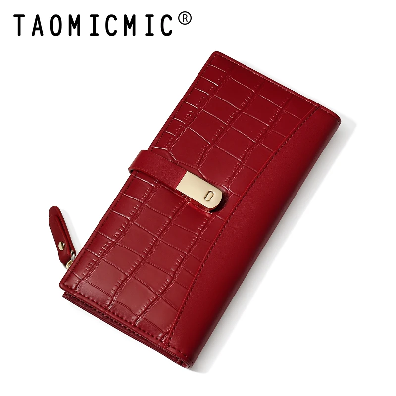 TAOMICMIC Women Long  Wallet Crocodile Pattern Zipper Purses Luxury Ladies Money Bags