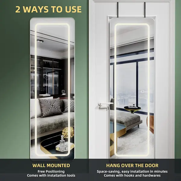 Led Lighted Aluminum Frame Smart Large Size Decorative Stand Up Body Dressing Floor Mirror Led Full Length Mirrors