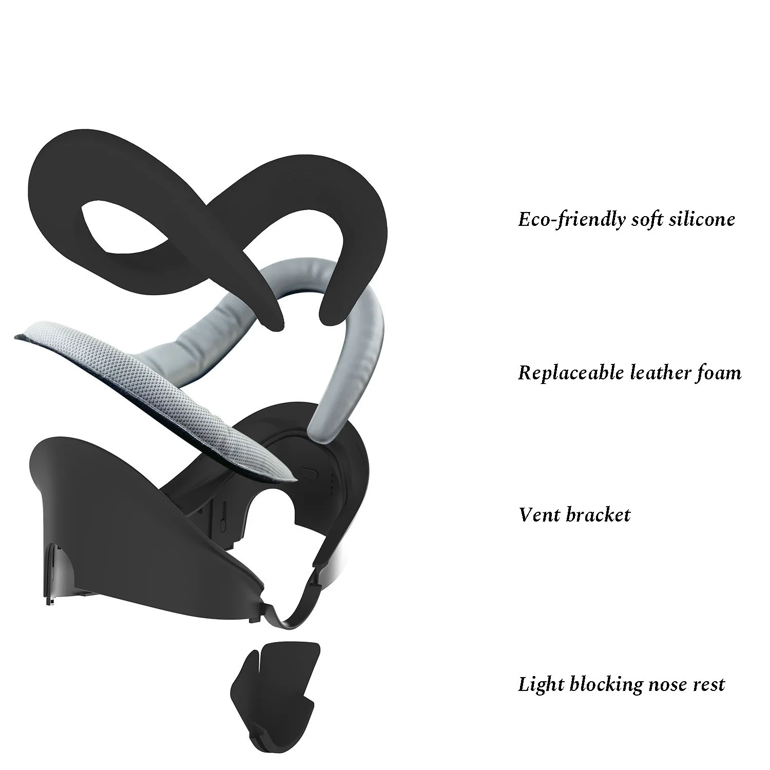 VR Accessories 3 In 1 Facial Interface PU Leather Silicone Foam Replacement Set For Meta Quest 3