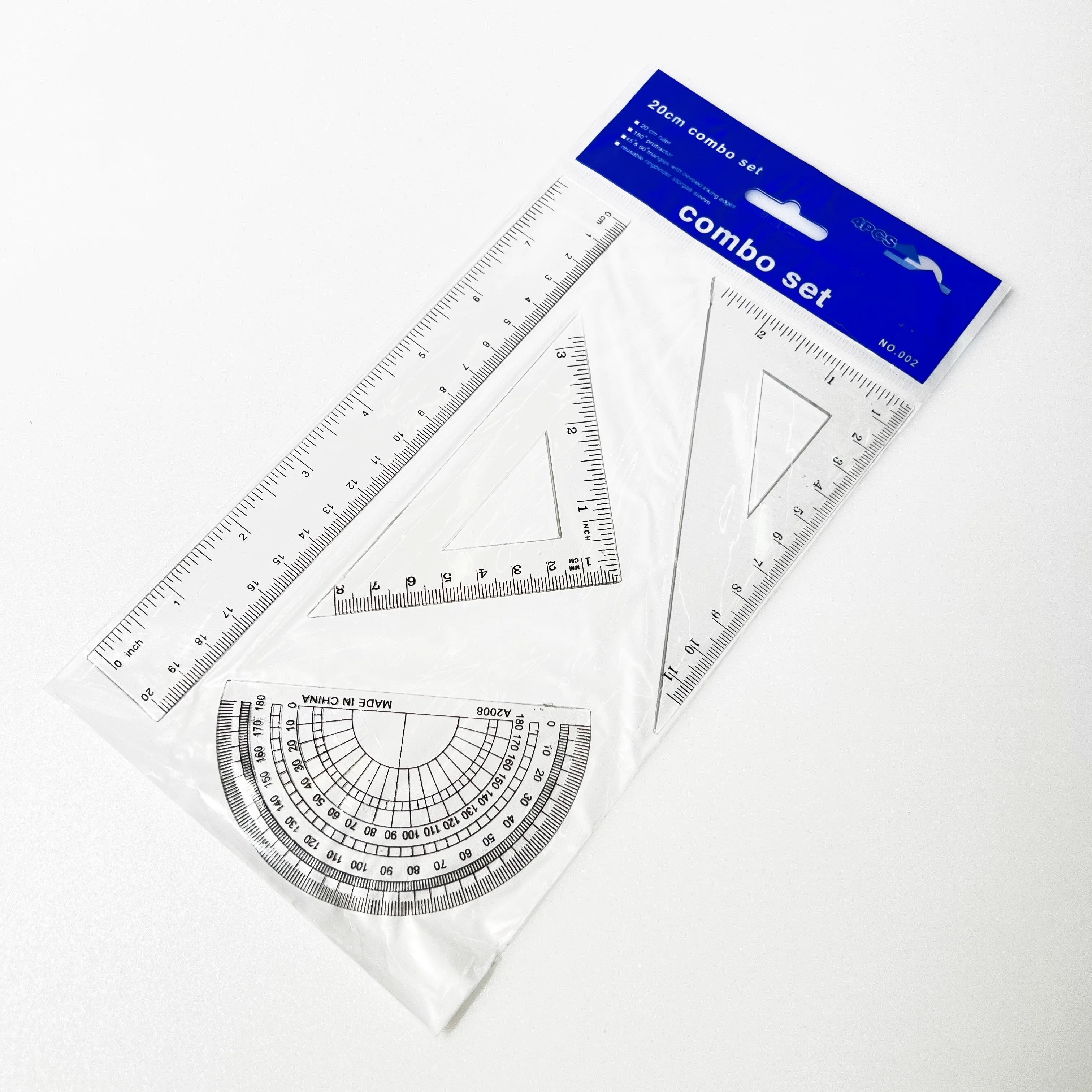 20cm 30 Cm Cheap Paint Custom Logo Plastic Transparent  Straight Rulers Scale Ruler 4 pcs Set For Office School Students