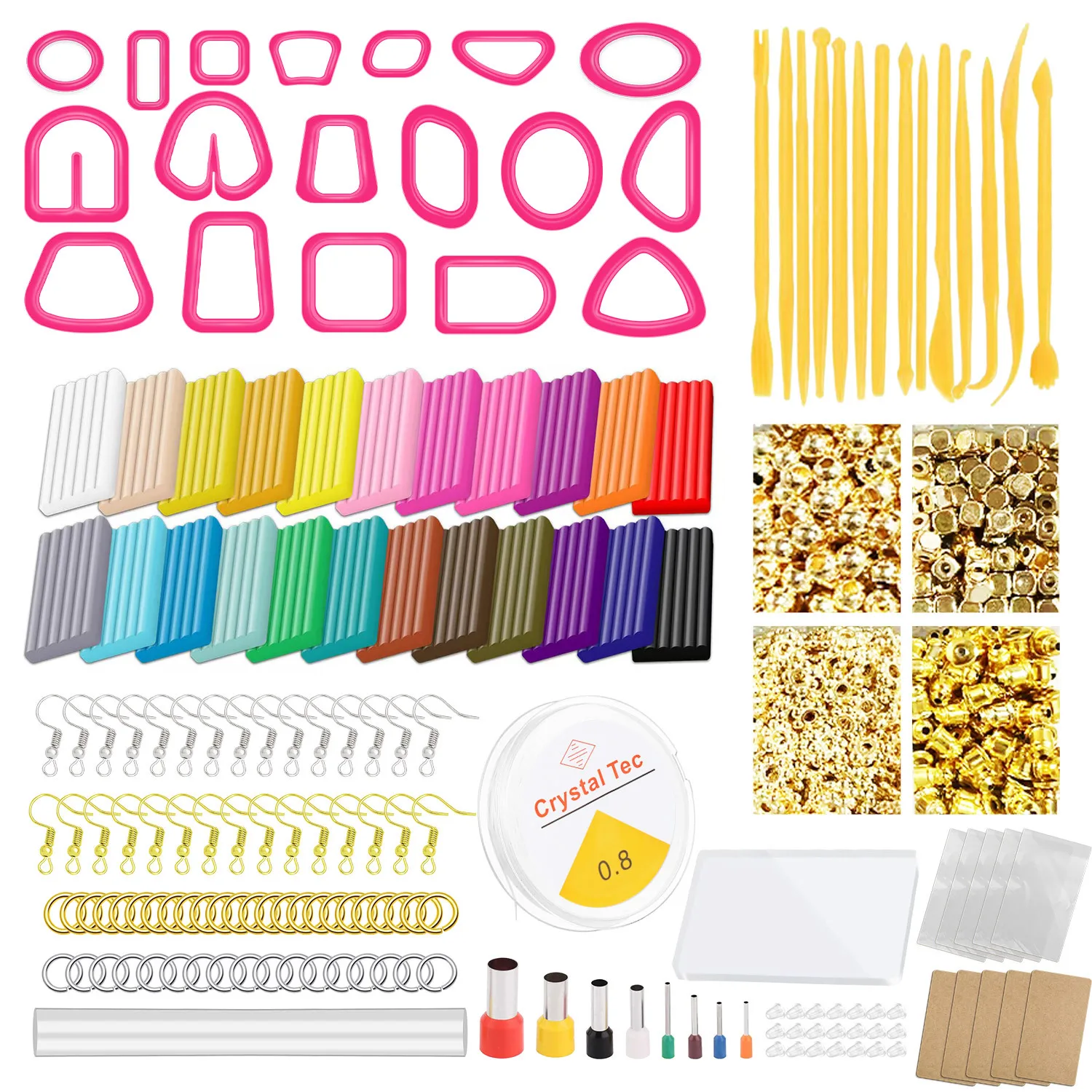 XinyiArt Safe and Non-Toxic 24 Polymer Clay Oven Baked Model Clay DIY Modeling Clay Starter Kits with Sculpting Tools  for Kids