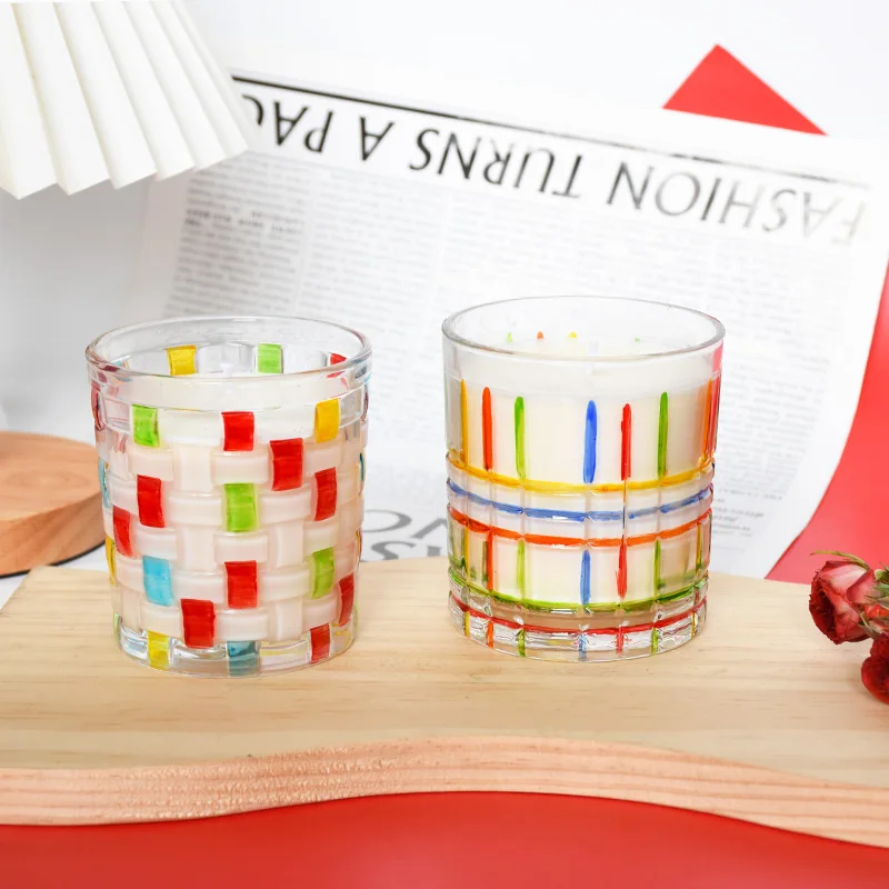 Home Decoration Custom Polka Dot Glass Jar Soy Wax Scented Candle