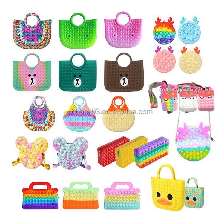 Creative Outing Leisure Pops Bag Fidget Hand bag Large Capacity Push Popper Bubble Silicone Fidget HandBag For Fidget Bag