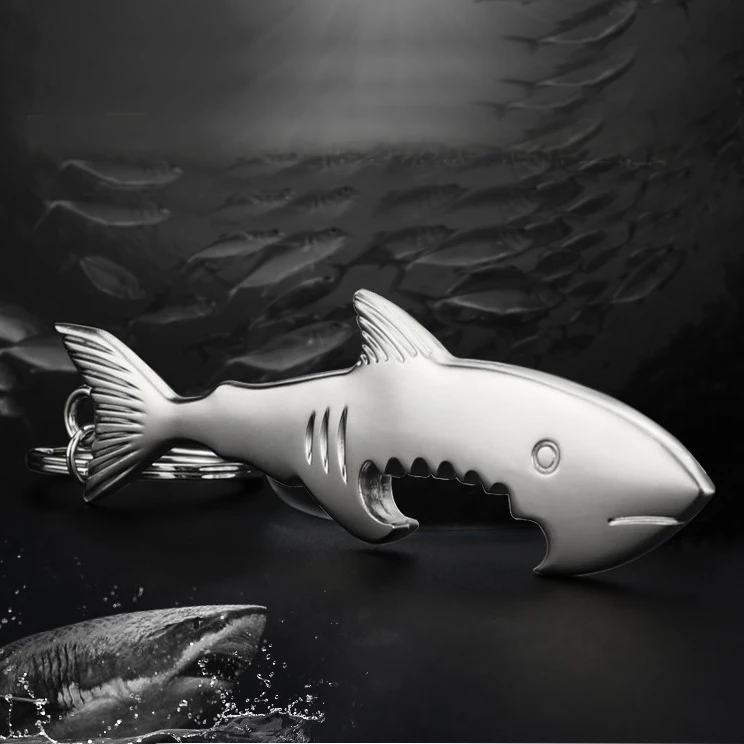 hot sales  alloy metal Creative shark bottle opener fish keychain for promotion