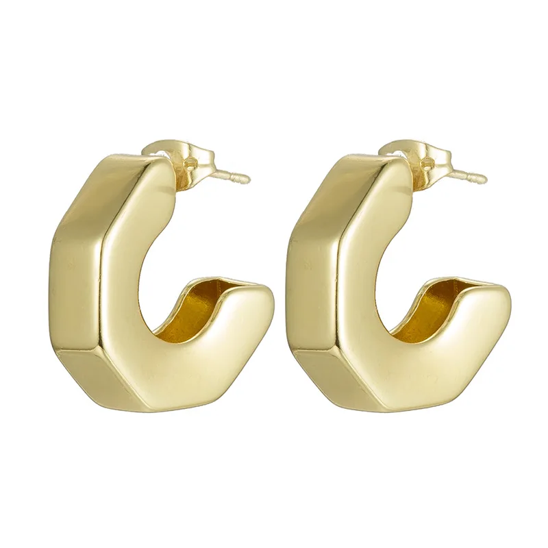 New Popular Irregular Design Brass Gold Plated Charm Earrings Special Minimalist Geometric Stud Earrings