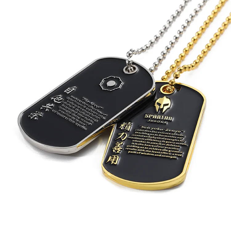 Manufactures Custom Dog Tag Gold Silver Plated Enamel Dog Tag Black Zinc Alloy Metal 2d 3D Logo Letter Dog Tag Necklace