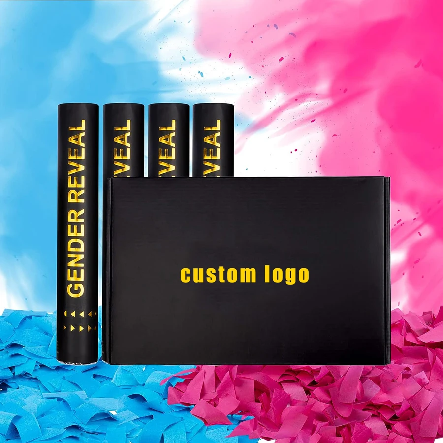 Factory custom gender reveal party smoke powder baby boy or girl gender reveal confetti cannon