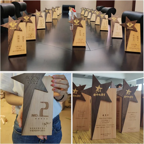 Custom design high quality solid wood tropy award