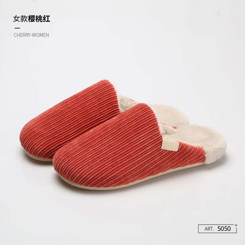 Fashion2024 Autumn Winter Keep Warm Shoes Women Casual Flat House Indoor Bedroom Home Cotton Comfortable Slippers TPR Outsoles