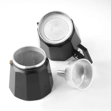 Pengrui Black Aluminum Moka Coffee Machines 3 Cup Espresso / Moka Stovetop portable Coffee Maker