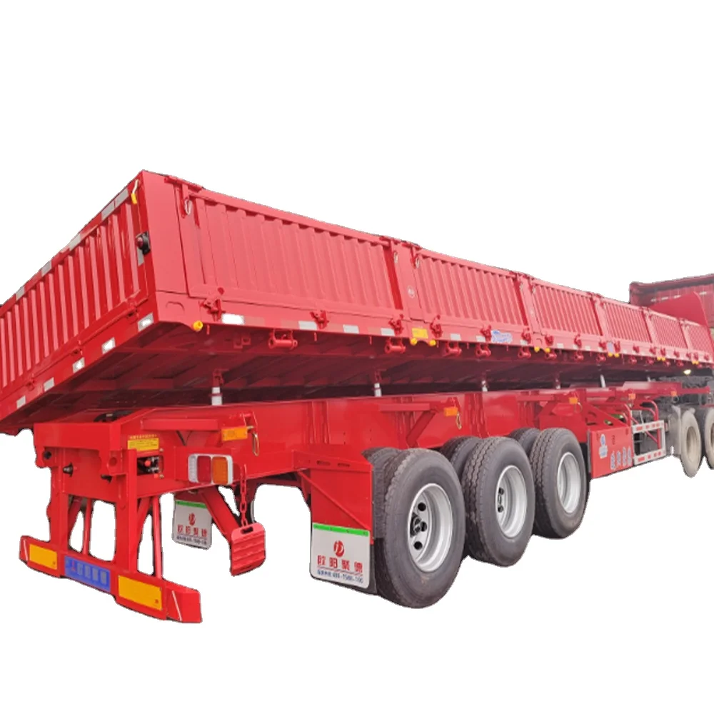 Hot Sale 3 Axles 40FT Single Point Suspension Side Wall Semi Trailer Enclosed Cargo Dump Truck Trailer for Building Materials