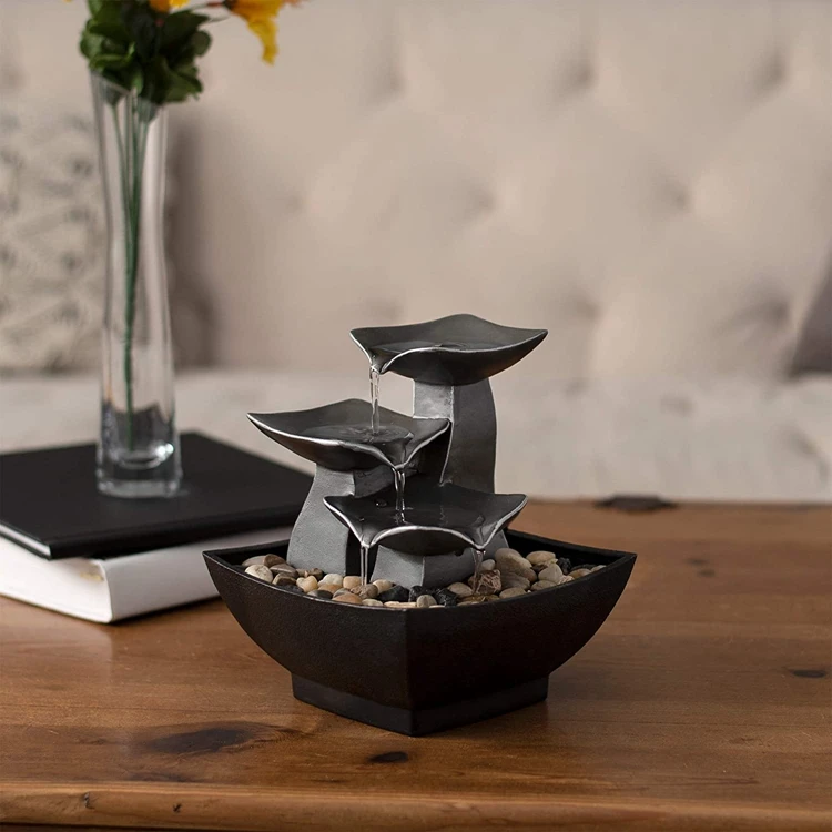 
Factory Supply Low Price Home Decor Resin Led Light Indoor Table Waterfall Fountain Water 