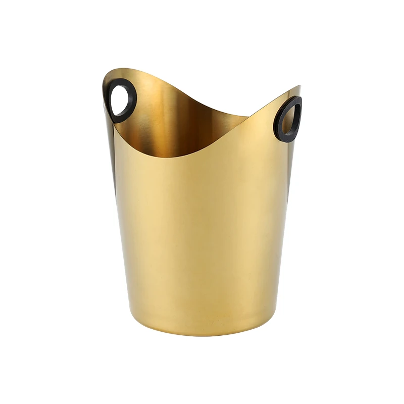 Wholesale Champagne Bucket V-Shape Gold Color Luxury  Beer Tong Hotels Ktv Bar Stainless Steel Ice Buckets