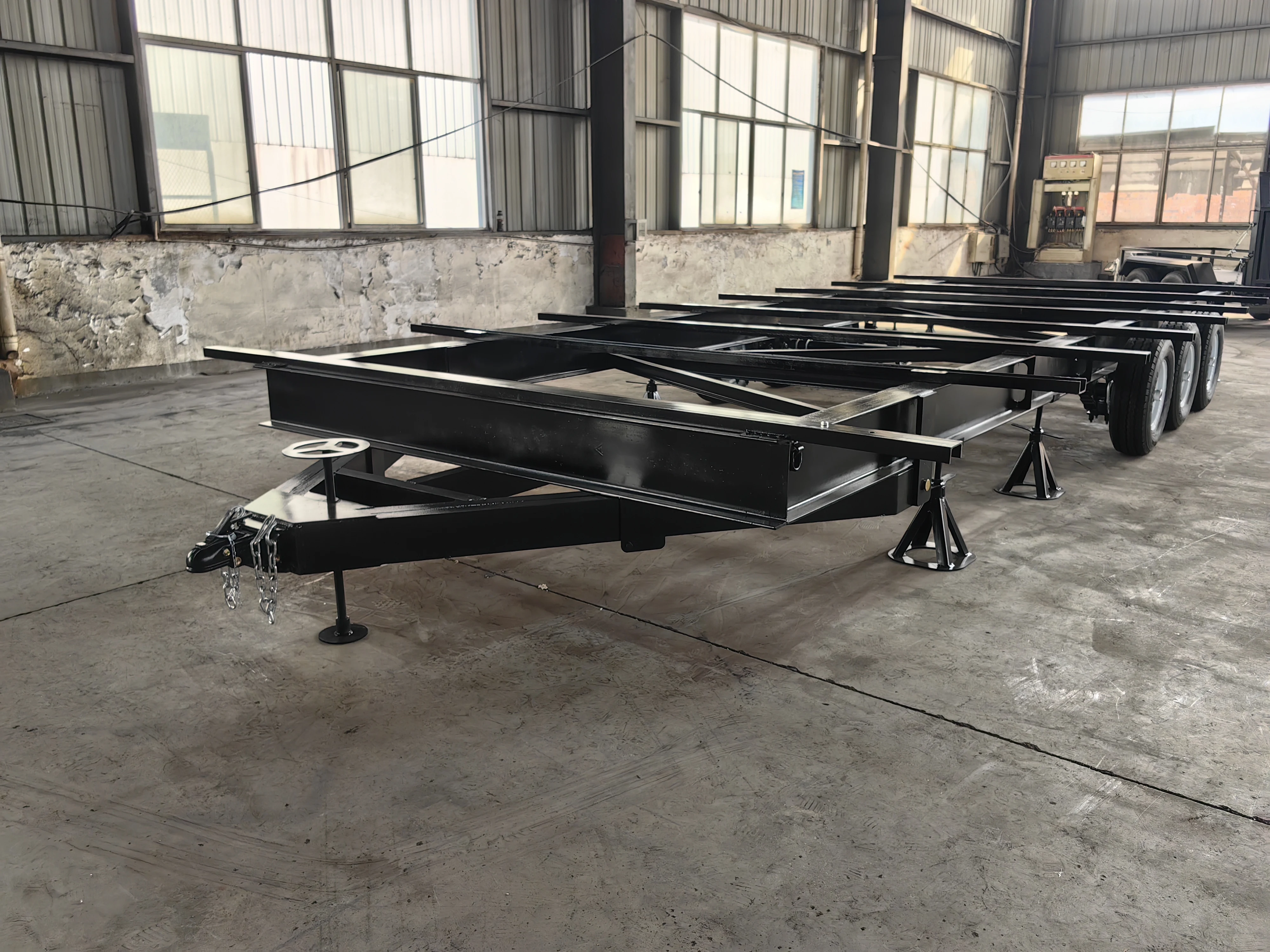 Truck Container Frame House Base Trailer Chassis Heavy Duty Max OEM Steel Truck Trailer 8 Cars Semi-trailer Brake CN;ZHE