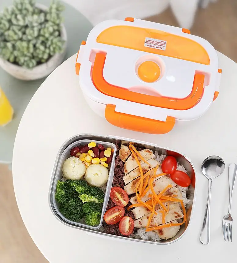 110V 220V Office School Use Electronic Heating Lunch Box Food Storage Warmer 1.05L Stainless Steel Portable Food Heater For Kids