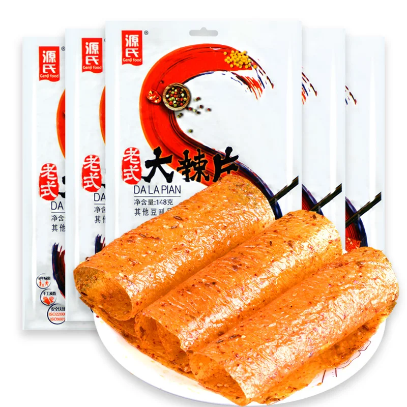 
148g Genji Soybean Products List Old-Fashioned Big Spicy Slice Classic Bean Curd Snack Spicy Strips 
