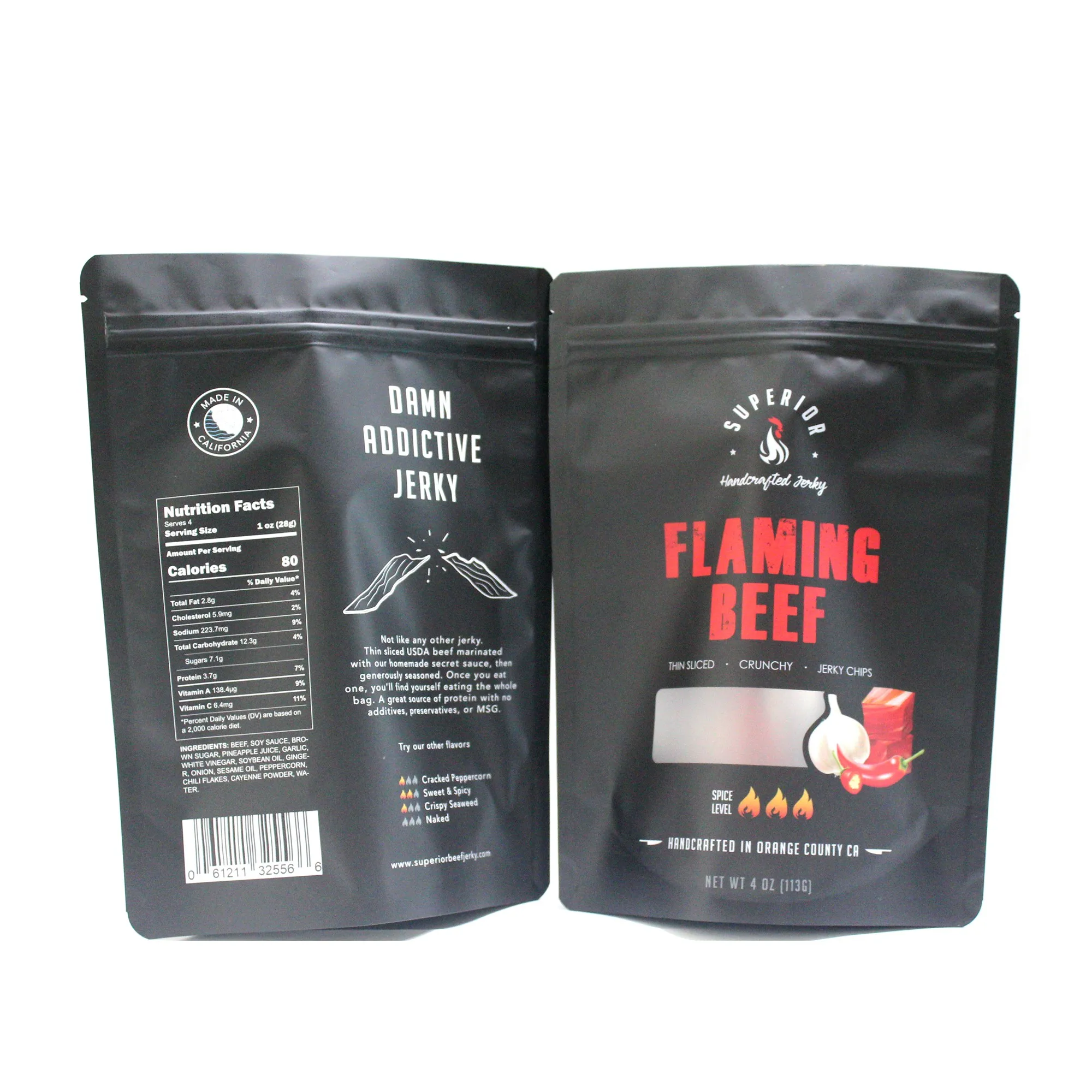 MOQ 500pcs high quality clear window beef meat packaging bag with zip lock