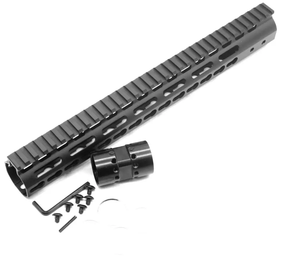 
13.5 inches NSR forend Black Free Float AR15 KeyMod Handguard Rail Mount System with Steel Barrel Nut fits .223 / 5.56 rifles Black 13.5 Inches NSR Free Float AR15 keymod Handguard AR-15 System fits .223 /5.56 rifles with steel barrel nut