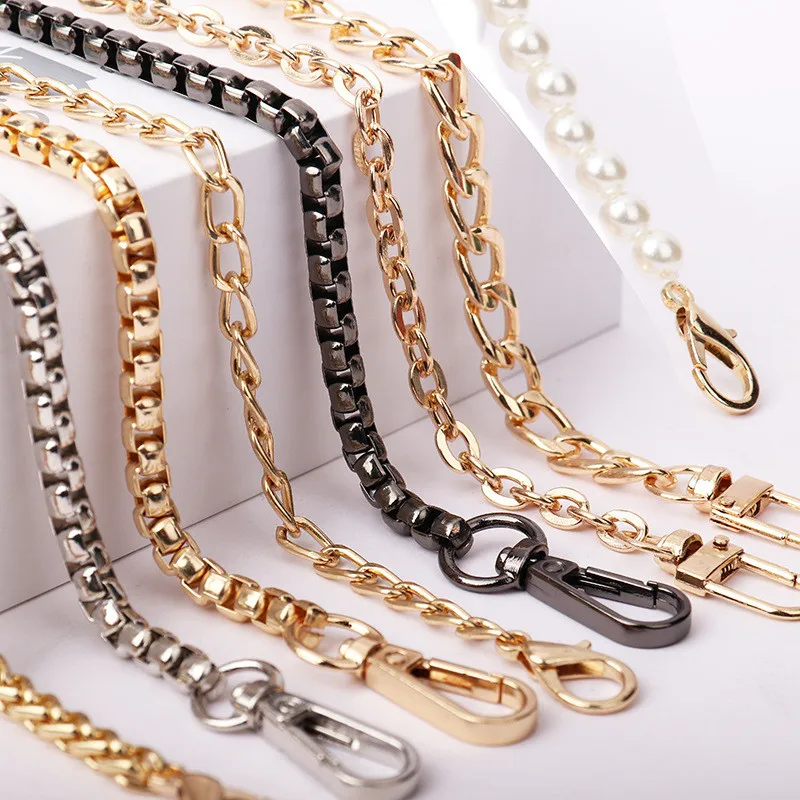 wholesale DIY Iron Flat Strap Handbag Chain with Metal Buckles,for Purse Straps Shoulder Cross Body Replacement Straps