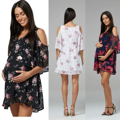 
F10065A Summer fashion princess style short sleeve maternity dress for pregnant women 