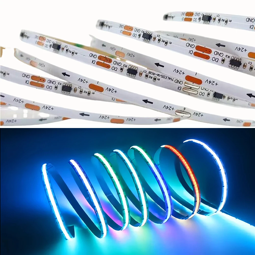 New Commercial Magic Dream Changing Color CE RoHS 12V 24V 12MM RGBIC COB Flexible Tape LED Strip Light