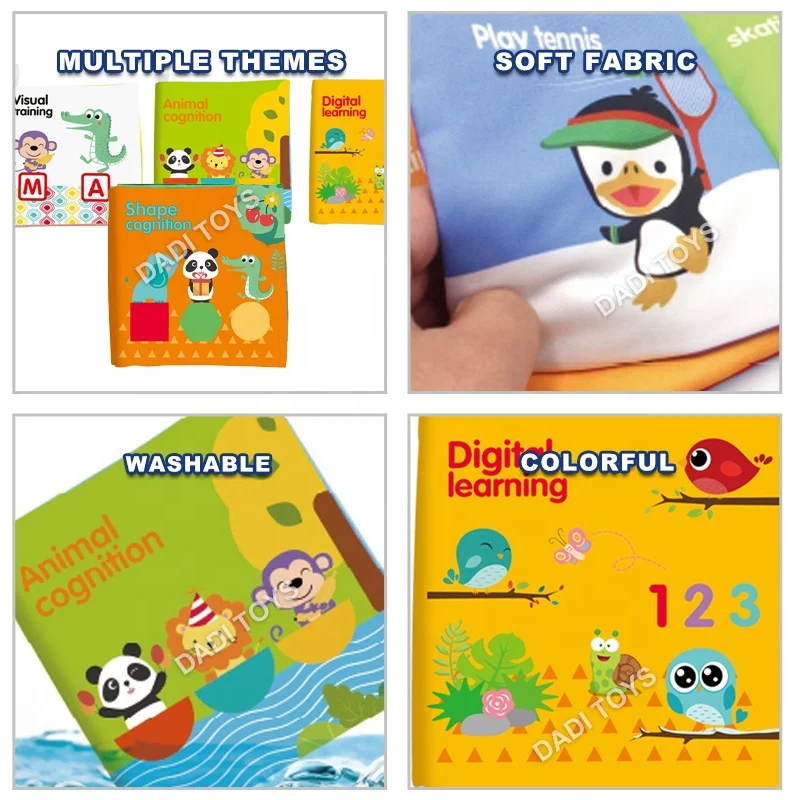 DADI Customized Baby Toys Educational Color Visual Digital Animal Cognition Soft Cloth Baby Cloth Book For Babies