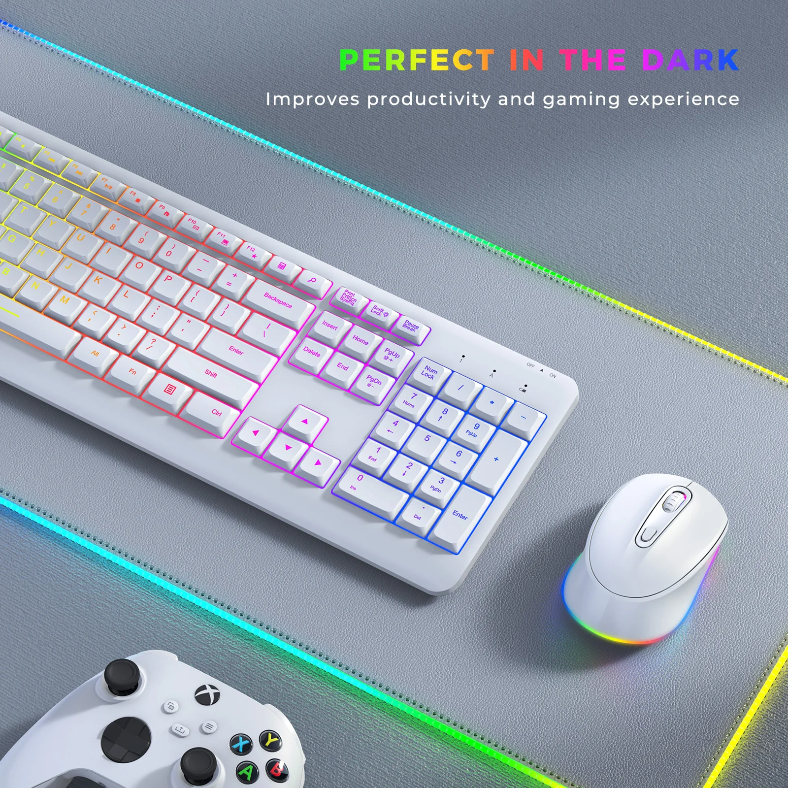 Sennda DHXKB02TZ Combos Tablet Pc Kit Led Ultra-slim Computer BT Cool Combo White 2.4g Wireless Keyboard Mouse