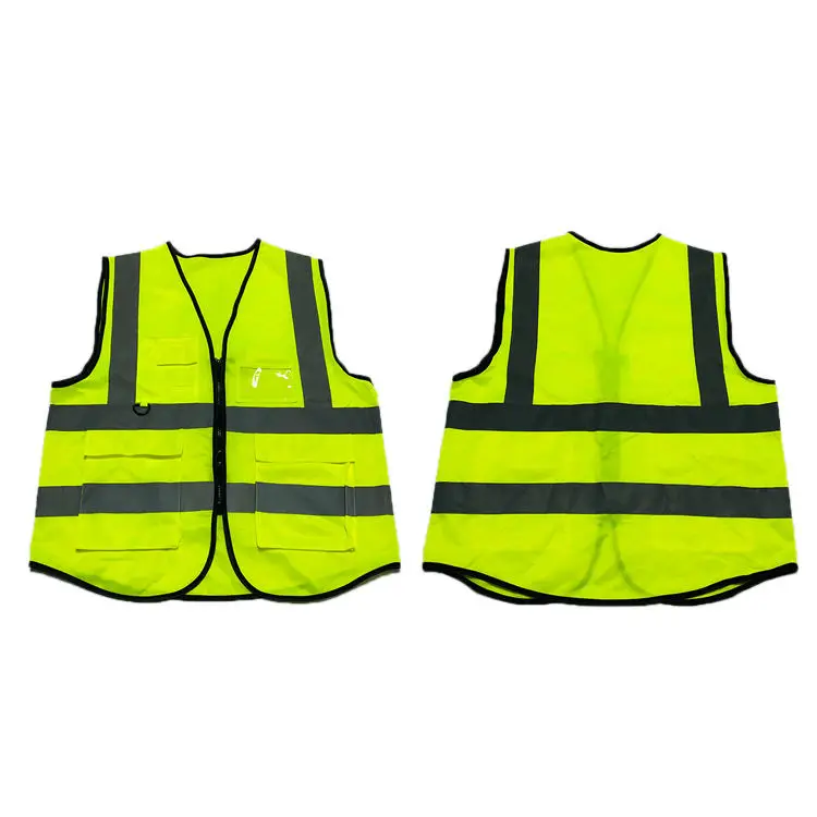 Practicability Custom 2 Pockets High Visibility Reflective Safety Vest With Reflective Strips