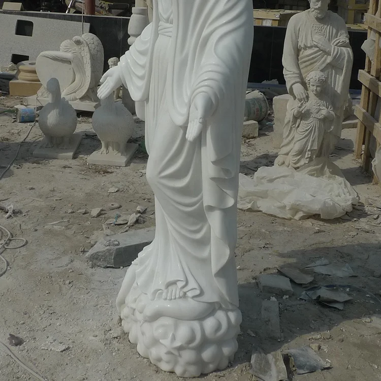 Factory direct supply life size outdoor stone white marble religious Catholic Mary statue