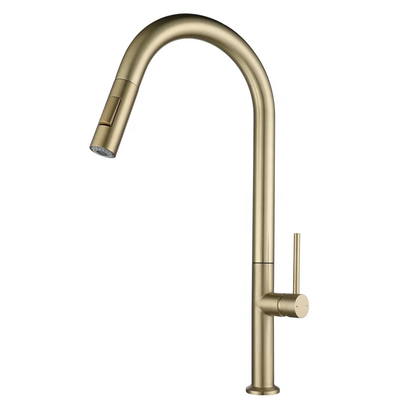 Luxury Rose Gold Mixer Tap Spring Kitchen Faucet Pull Out Sprayer Polished Single Hole taps