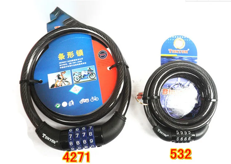 Bicycle Cable Lock Portable  Key Code Safe 4 Digit Steel Chain Combination Bike Lock