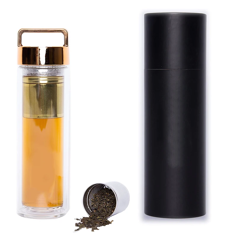 Wholesale Tea Infuser Double Wall Glass Water Bottle With Handle
