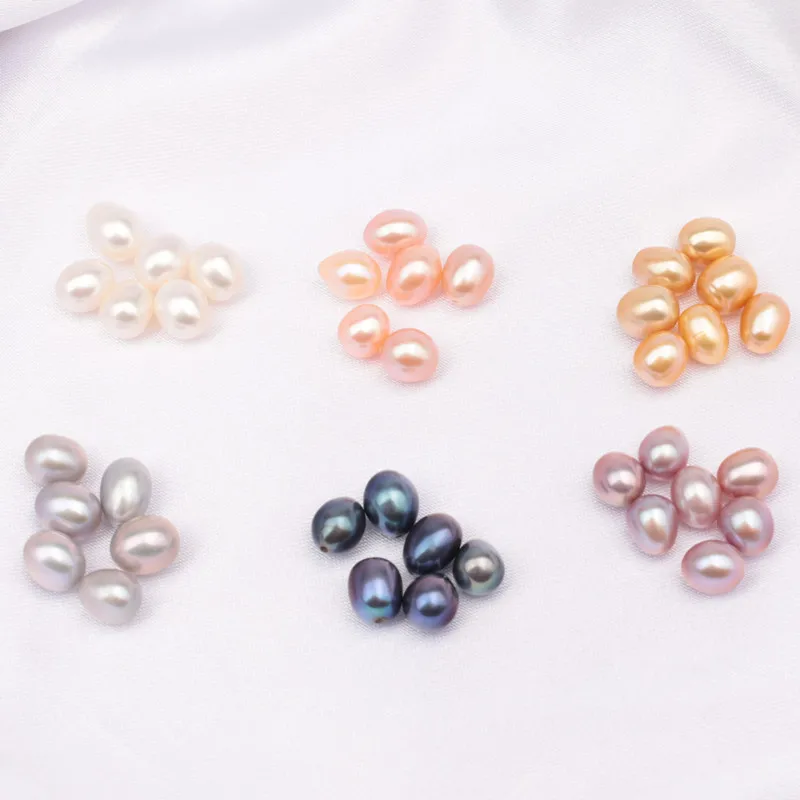 Полуперфорированный жемчуг 3A 7 мм 8 мм 9 мм 10 мм Белый Оранжевый Фиолетовый Павлин золотой Серый свободный пресноводный жемчуг для риса