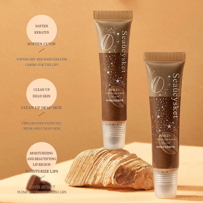 custom package OEM IMAGES coffee soften cutin lip scrub lip balm