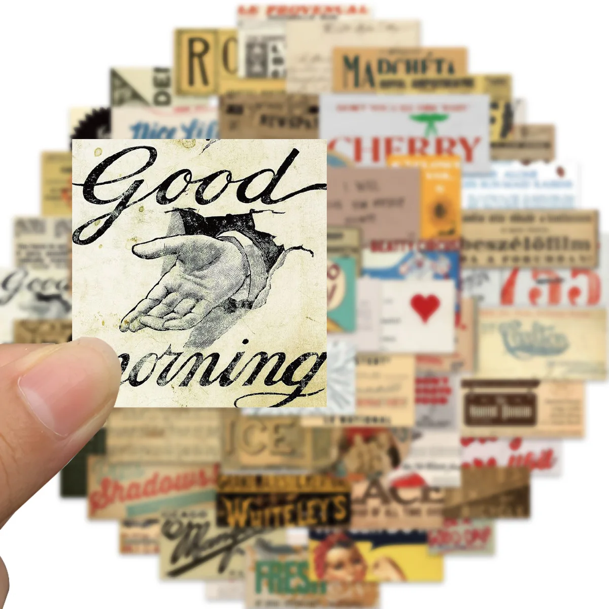 58PCS Retro European and American posters Graffiti stickers decorated guitar notes Suitcase DIY waterproof stickers