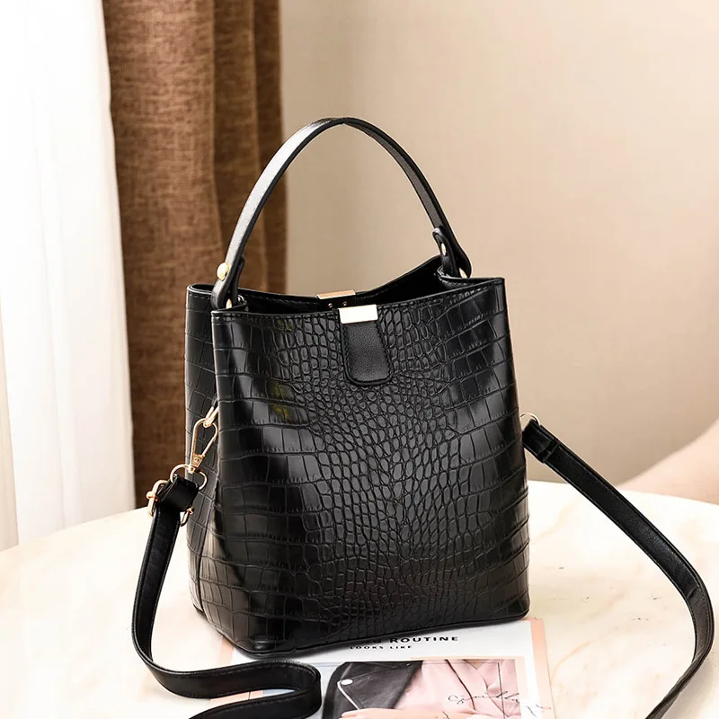 
New popular sling bag crocodile style bucket bag handbag 