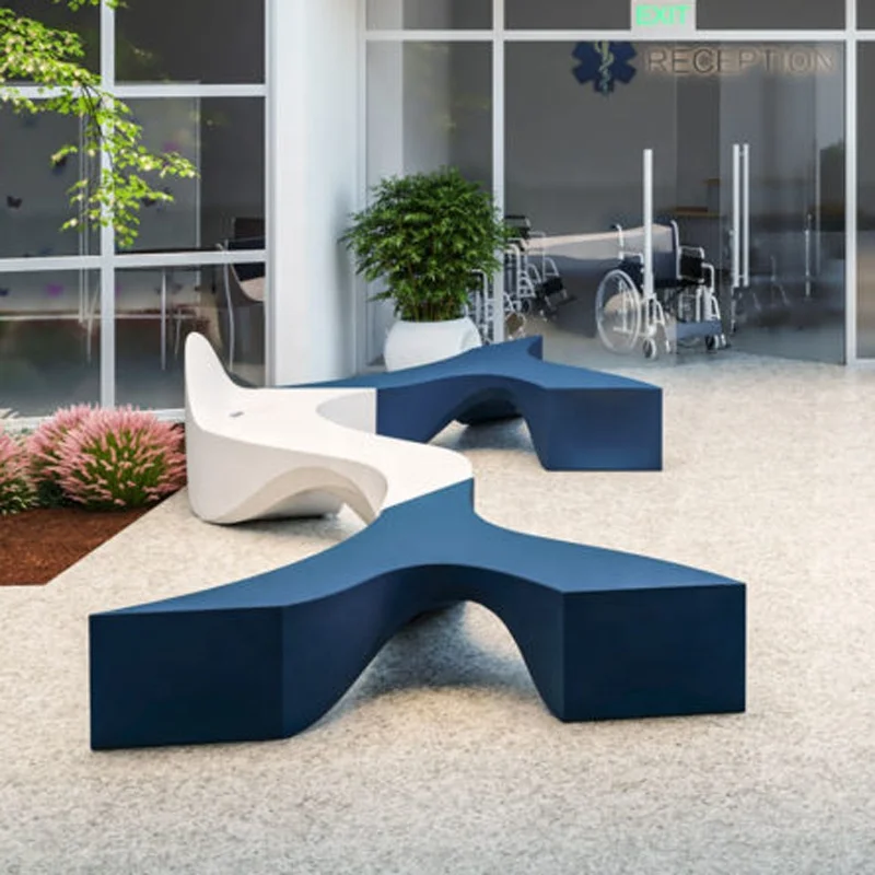 Garden Fiberglass Wood Benches Outdoor Leisure Bench Lounge Seat