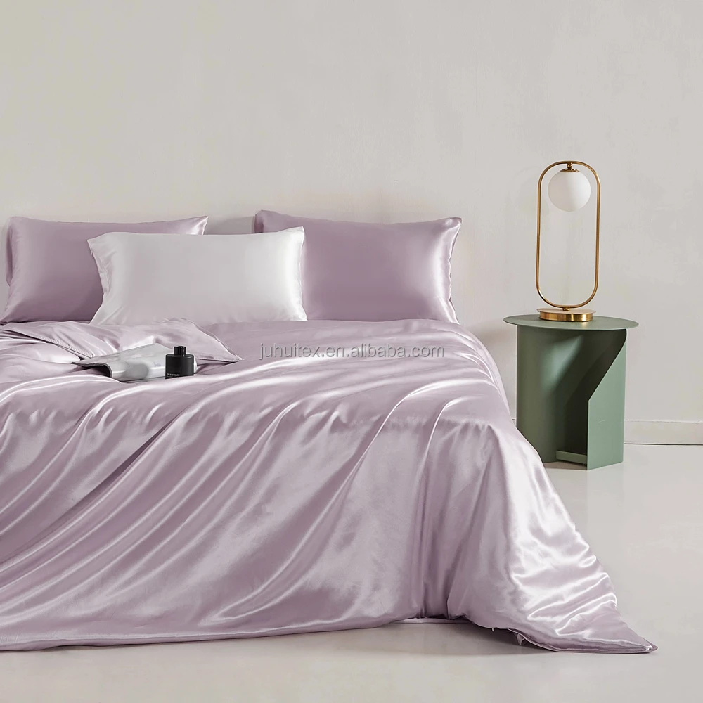 1 Fitted Sheet 1 Flat Sheet 2 Envelope Closure Pillowcases 4Pcs Satin Silk Fabric Silky Soft Satin Full Bed Sheets Set