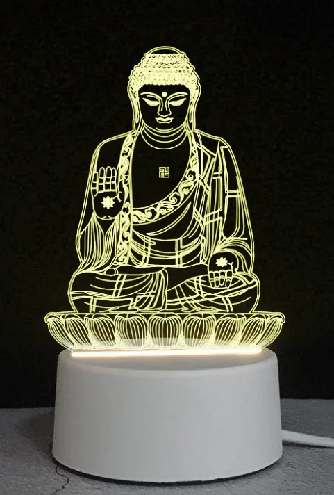 Factory direct sale Buddha 3D night light 3D optical illusion LED light commercial gift light