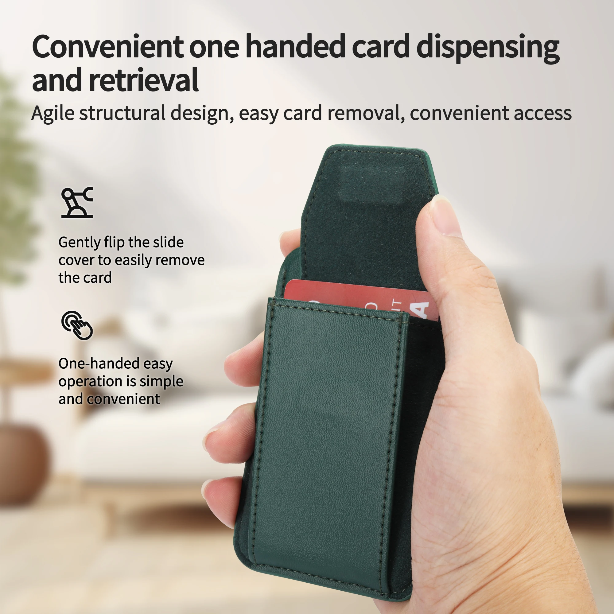 Portable Minimalist Phone Magnetic Card Case Wallet RFID Blocking Slim PU Leather Magnet Credit Card Holder Unisex Wallet