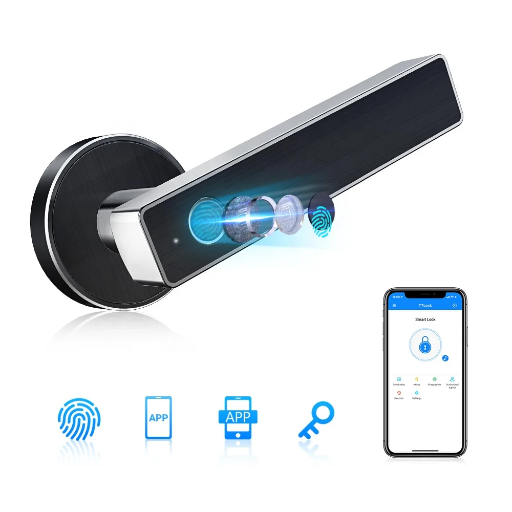  Security Simplified Lever WiFi BLE APP Access Smart Digital Fingerprint Hardware Door Handle