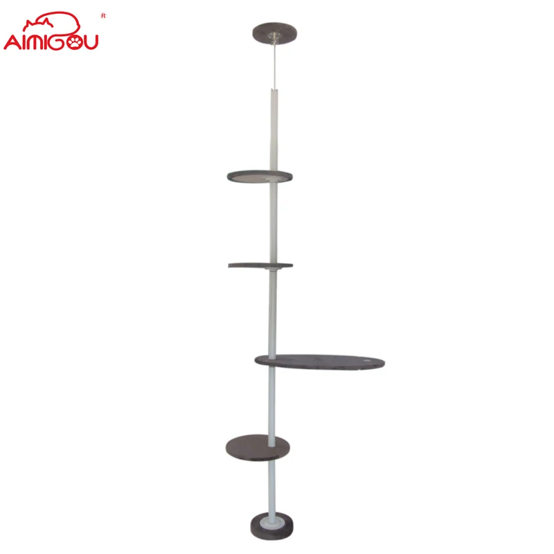 Floor-to-Ceiling Cat Tree Scratch Climber Post Kitten Pet Adjustable Height Play Toy House